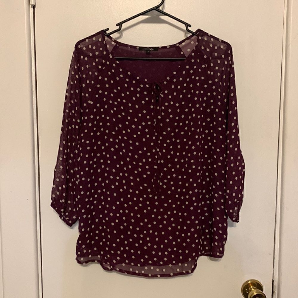 Papermoon EUC purple polka dot blouse Size Small